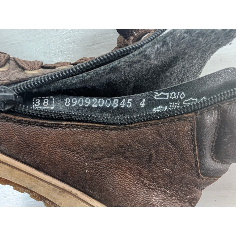 Remonte Brown Leather High Top Sneakers Sz 38 Side Zip Fleece Lined 8909200845 - Picture 2 of 13